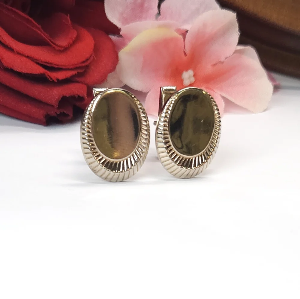 Vintage Geometric Gold Plated Cuff Links